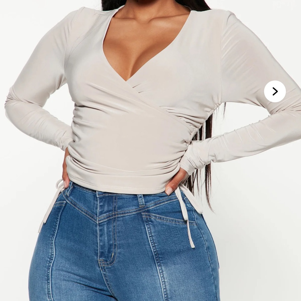 Elegant Cream Wrap Top